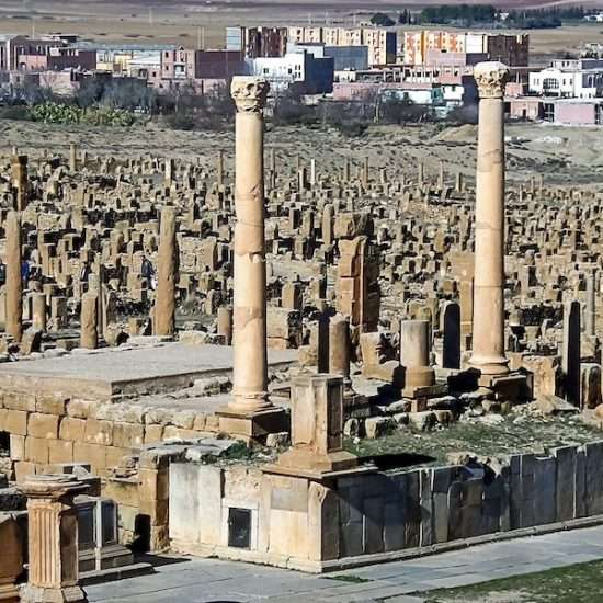 Roman ruins, columns in Timgad